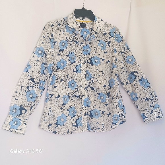 Talbots Petite Women's Floral Long Sleeve Button Front Shirt Sz Mp - Picture 2 of 9